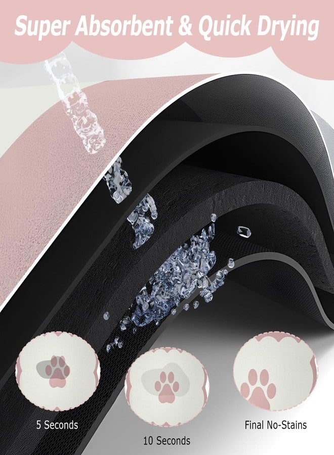 EQUNROY Dog Food Mat 40x50cm (16x20”) - 3.8mm Extra Thick Pet Placemat for Food & Water Bowls, Cute Pink Scalloped Edges, Large Washable Dog Mat for Puppy Cats, Elegant Drip-Tray Floor Protector - Image 3